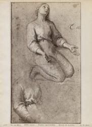 Kneeling woman, c.1685 (pierre noire & white chalk highlights on beige paper) | Obraz na stenu