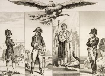 Napoleon Bonaparte (1769-1821) at four stages in his life, from 'Histoire de France' by Colart, published c.1840 (engraving) | Obraz na stenu