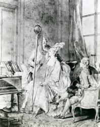 Playing the harp (engraving) | Obraz na stenu