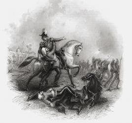 Death of Sir Henry Montgomery Lawrence, from 'The History of the Indian Mutiny' published in 1868 (engraving) | Obraz na stenu