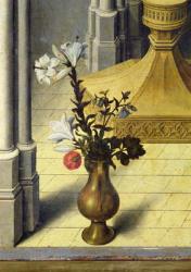 Vase of flowers. c.1445 (oil on panel) (detail of 26541) | Obraz na stenu