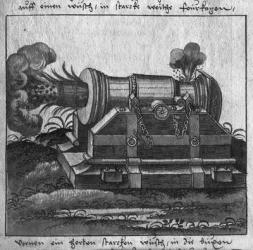 Cannon, illustration from 'L'Art de l'Artillerie' by Wolff de Senftenberg, late 16th century (pencil & w/c on paper) (b/w photo) | Obraz na stenu
