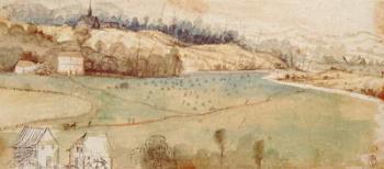 Landscape (w/c & pen and ink on paper) | Obraz na stenu
