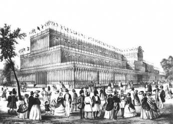 View of the Exterior of the Crystal Palace, built for the Great Exhibition of 1851 (engraving) (b/w photo) | Obraz na stenu