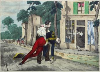 The Death of Ferdinand Philippe Louis (1810-42) Duke of Orleans in Neuilly, 13th July 1842 (coloured engraving) | Obraz na stenu