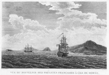 The frigates of La Perouse at the island of Maui (engraving) | Obraz na stenu