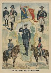 The flag of the Gendarmes, front cover illustration from 'Le Petit Journal', supplement illustre, 20th July 1913 (colour litho) | Obraz na stenu