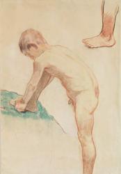 Study of a boy and a foot, 1888 (red chalk, charcoal & pastel on beige paper) (see also 146451) | Obraz na stenu
