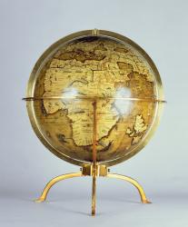 Terrestrial globe, one of a pair known as the 'Brixen' globes, c.1522 (pen & ink, w/c & gouache on wood) | Obraz na stenu