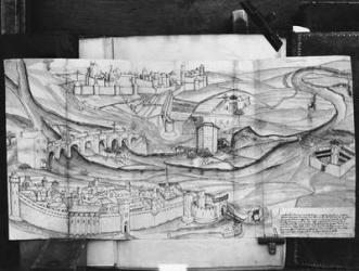 The city and the village of Carcassonne, 1462 (pen & ink on paper) (b/w photo) | Obraz na stenu