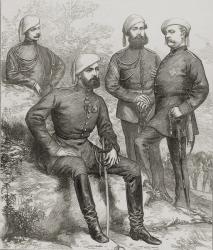 Don Carlos (1848-1909) Duque de Madrid, and his staff during the Spanish Civil War of 1873 (litho) | Obraz na stenu