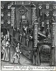 Oliver Cromwell (1599-1658) Lying in State, c.1658 (engraving) (b/w photo) | Obraz na stenu