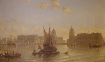 Shipping on the Thames at Greenwich (oil on canvas) | Obraz na stenu