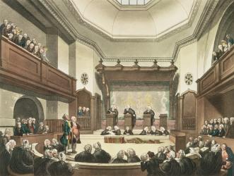 Court of Common Pleas, Westminster Hall, from 'The Microcosm of London', engraved by J. C. Stadler (fl.1780-1812), pub. by R. Ackermann (1764-1834) 1808 (aquatint) | Obraz na stenu