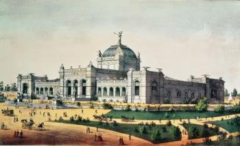 Art Gallery, Grand United States Centennial Exhibition, Fairmount Park, Philadelphia, 1876, pub. by Currier & Ives (colour litho) | Obraz na stenu