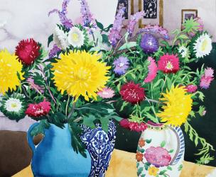 Interior with Asters (watercolour on paper) | Obraz na stenu