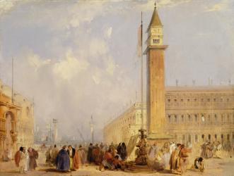 The Piazzetta, Venice (oil on board) | Obraz na stenu