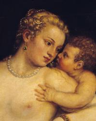 Venus Delighting herself with Love and Music, 1545 (oil on canvas) (detail of 38586) | Obraz na stenu
