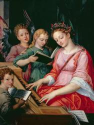 St. Cecilia Accompanied by Three Angels | Obraz na stenu