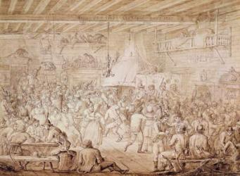 Kosciuszko's troops entertained at the inn, 1797 (pen & ink on paper) | Obraz na stenu