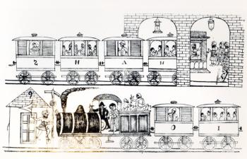 Indian Railway (engraving) (b&w photo) | Obraz na stenu
