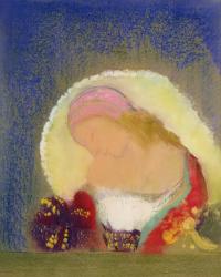 Profile of a Girl with Flowers, c.1900 (pastel on paper) | Obraz na stenu