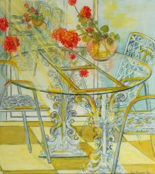 Patio Garden,Geraniums Reflected, 2010, watercolour | Obraz na stenu