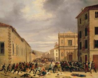 The Battle of 21st March 1849 in the Piazzetta Santa Barnaba in Brescia (oil on canvas) | Obraz na stenu