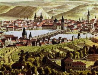 View of Prague (coloured engraving) | Obraz na stenu