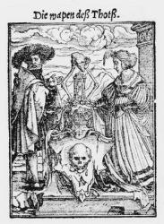 The Box of the Dead, from 'The Dance of Death', engraved by Hans Lutzelburger, c.1538 (woodcut) (b/w photo) | Obraz na stenu