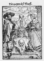 The Box of the Dead, from 'The Dance of Death', engraved by Hans Lutzelburger, c.1538 (woodcut) (b/w photo) | Obraz na stenu