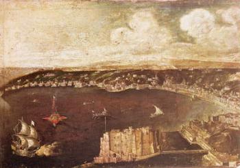 The Port of Naples (oil on panel) | Obraz na stenu