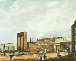 Entrance into Manchester Across Water Street, engraved by Henry Pyall (1795-1833) published by Ackermann & Co., 1831 (coloured aquatint) | Obraz na stenu