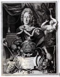Portrait of Frederick William I (1688-1740), King of Prussia, engraved by Georg Andreas Wolfgang (1703-45), 1718 (engraving) (b/w photo) | Obraz na stenu
