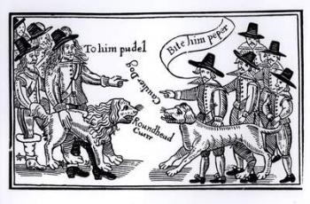 'To Him Pudel, Bite Him Peper', English Civil War propaganda (woodcut) | Obraz na stenu