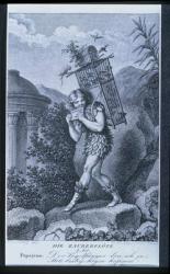 Papageno: "I am the birdcatcher, yes! Always cheerful, fiddle-di-i, fiddle-di-da!", Act I of 'The Magic Flute' by Wolfgang Amadeus Mozart (1756-91), engraved by Friedrich Wilhelm Meyer Senior (b.c.1770) (etching) | Obraz na stenu