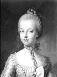 Portrait of Marie-Antoinette (1755-93) of Habsbourg-Lorraine, c.1771 (pastel on paper) (b/w photo) | Obraz na stenu