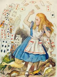 The Shower of Cards, illustration from 'Alice in Wonderland' by Lewis Carroll (1832-98) (colour litho) | Obraz na stenu