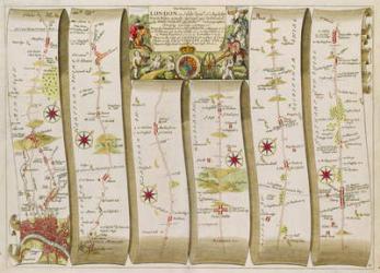 The Road from London to Holy-Head (colour engraving) | Obraz na stenu
