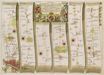 The Road from London to Holy-Head (colour engraving) | Obraz na stenu