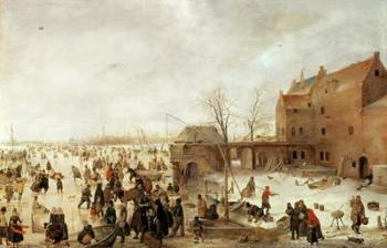 A Scene on the Ice near a Town, c.1615 (oil on panel) | Obraz na stenu