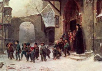Snow Scene: Children Leaving School, c.1853 | Obraz na stenu