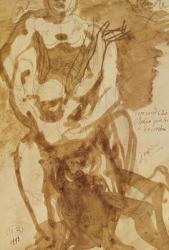 Two Figures (preparatory study for 'The Gates of Hell') (lead-pencil and ink wash on paper) | Obraz na stenu