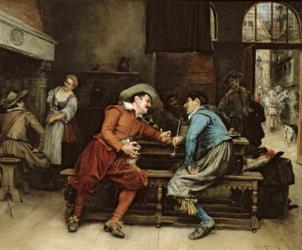 Two Men Talking in a Tavern (oil on canvas) | Obraz na stenu