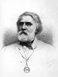 Portrait of Ivan Turgenev (1818-83) (engraving) (b/w photo) | Obraz na stenu