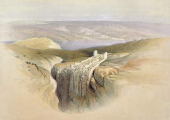 The Dead Sea looking towards Moab, April 4th 1839, plate 50 from Volume II of 'The Holy Land', engraved by Louis Haghe (1806-85) pub. 1843 (litho) | Obraz na stenu