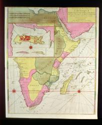 Map of the Countries of Africa, including a detail of the Fortress of Mozambique, Portuguese, c.1700 | Obraz na stenu