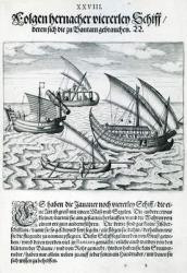 Four Sailing Boats from 'India Orientalis', 1598 (engraving) | Obraz na stenu