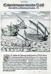 Four Sailing Boats from 'India Orientalis', 1598 (engraving) | Obraz na stenu