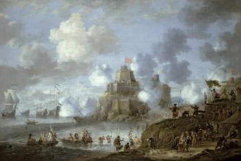 Mediterranean Castle under Siege from the Turks | Obraz na stenu